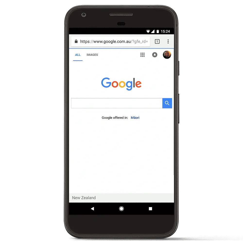 SEO in Victoria Phone displaying google with a transparent background