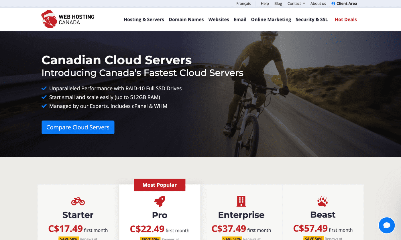 Web Hosting Canada VPS website screenshot